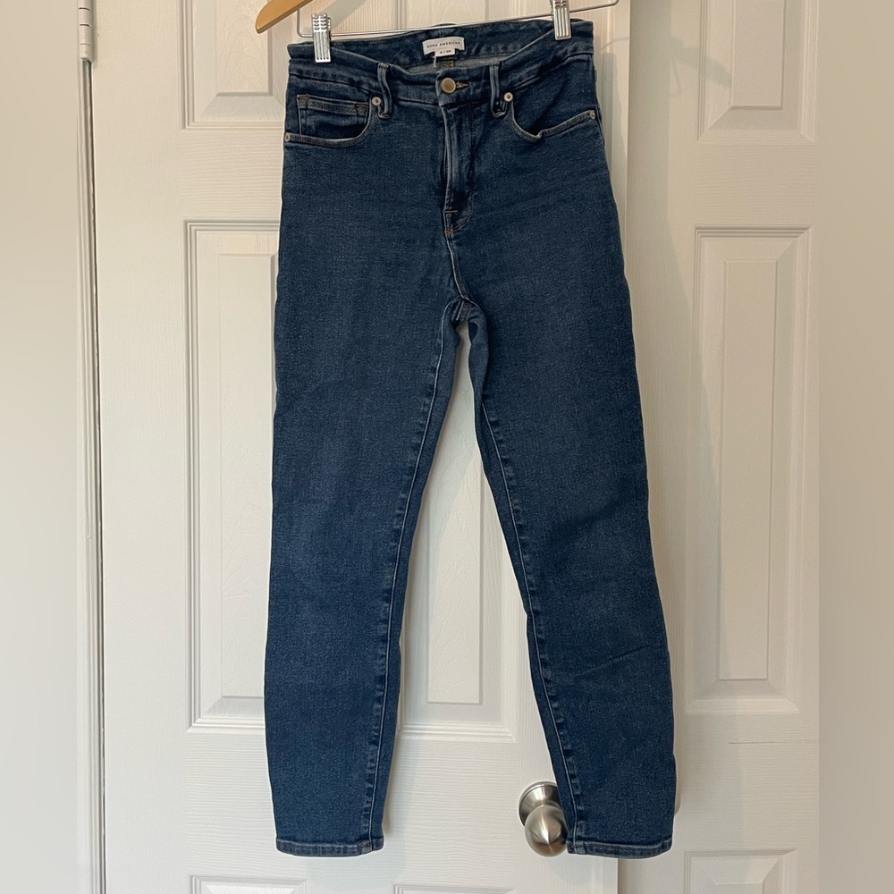 Good American Blue Skinny Jeans High-Waisted Stretch